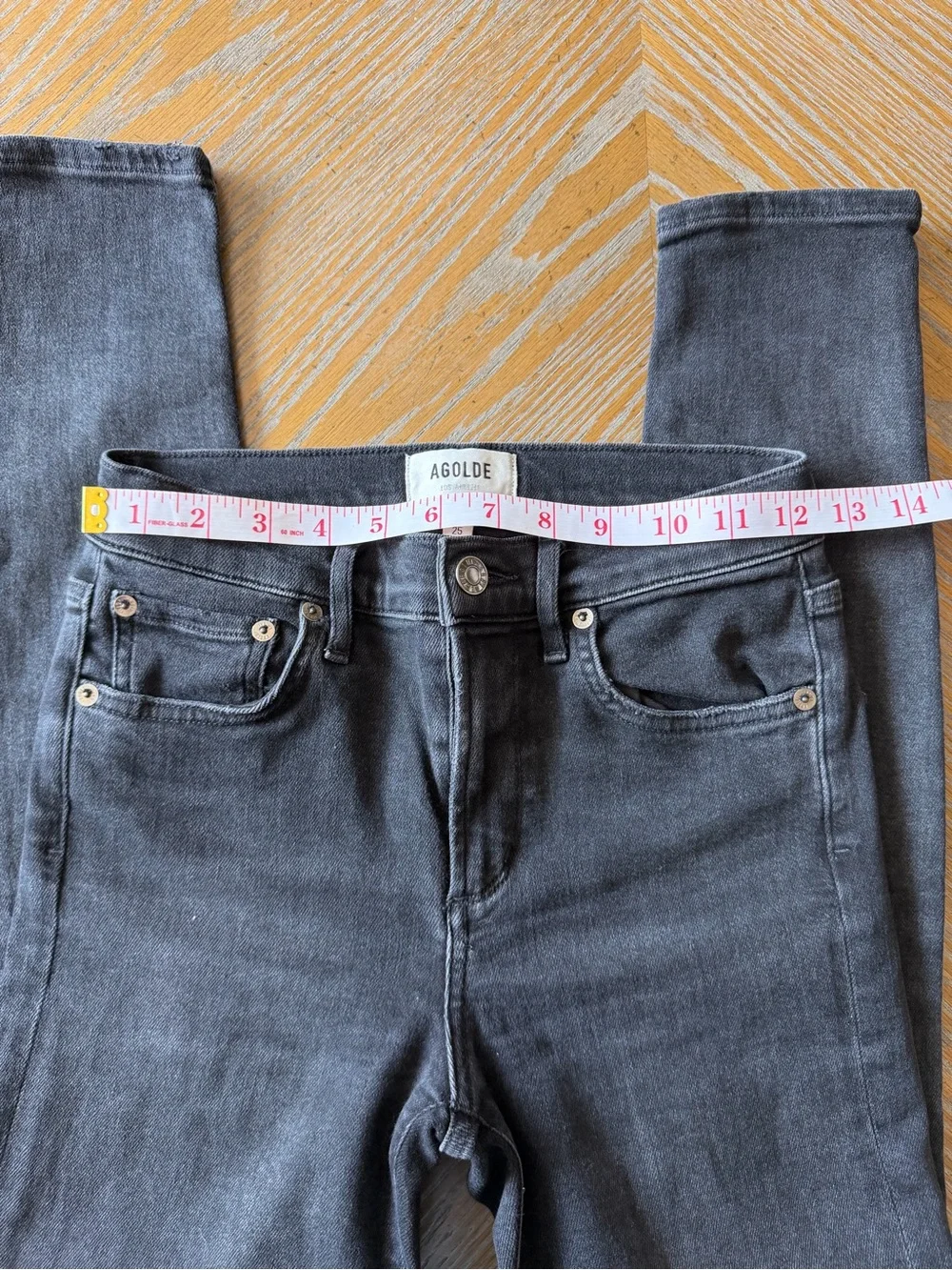 AGOLDE Sophie High Rise Skinny Jeans Size 25 Washed Black Stretch